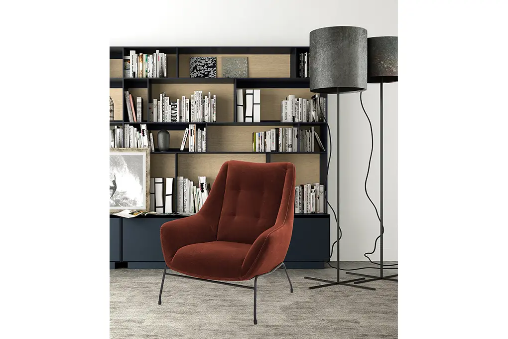 ARMCHAIR REDDISH BROWN VELVET - Image 2