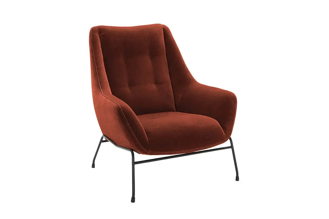 ARMCHAIR REDDISH BROWN VELVET