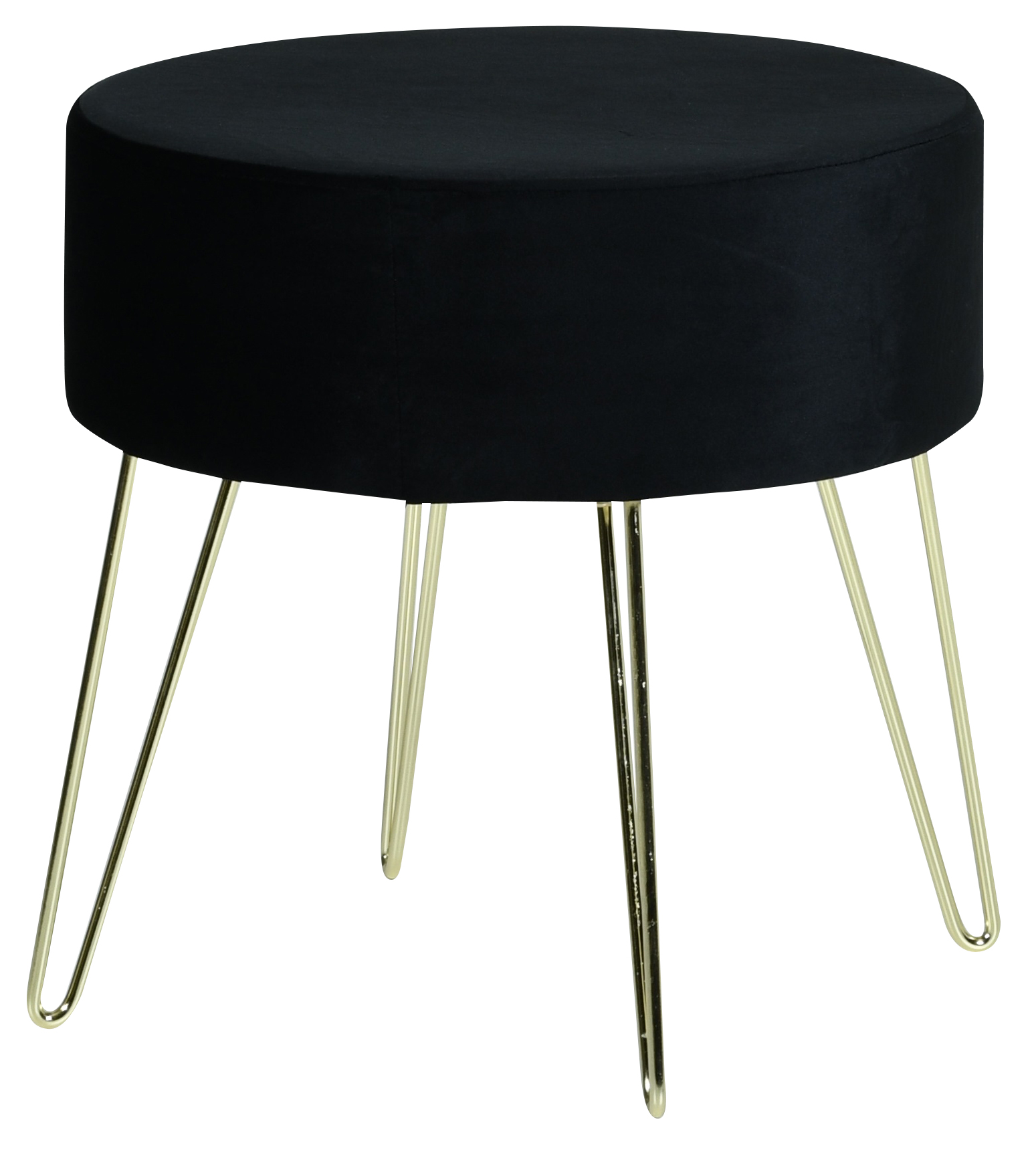 POUF BLACK VELVET - GOLDEN LEG - Malloupas & Papacostas