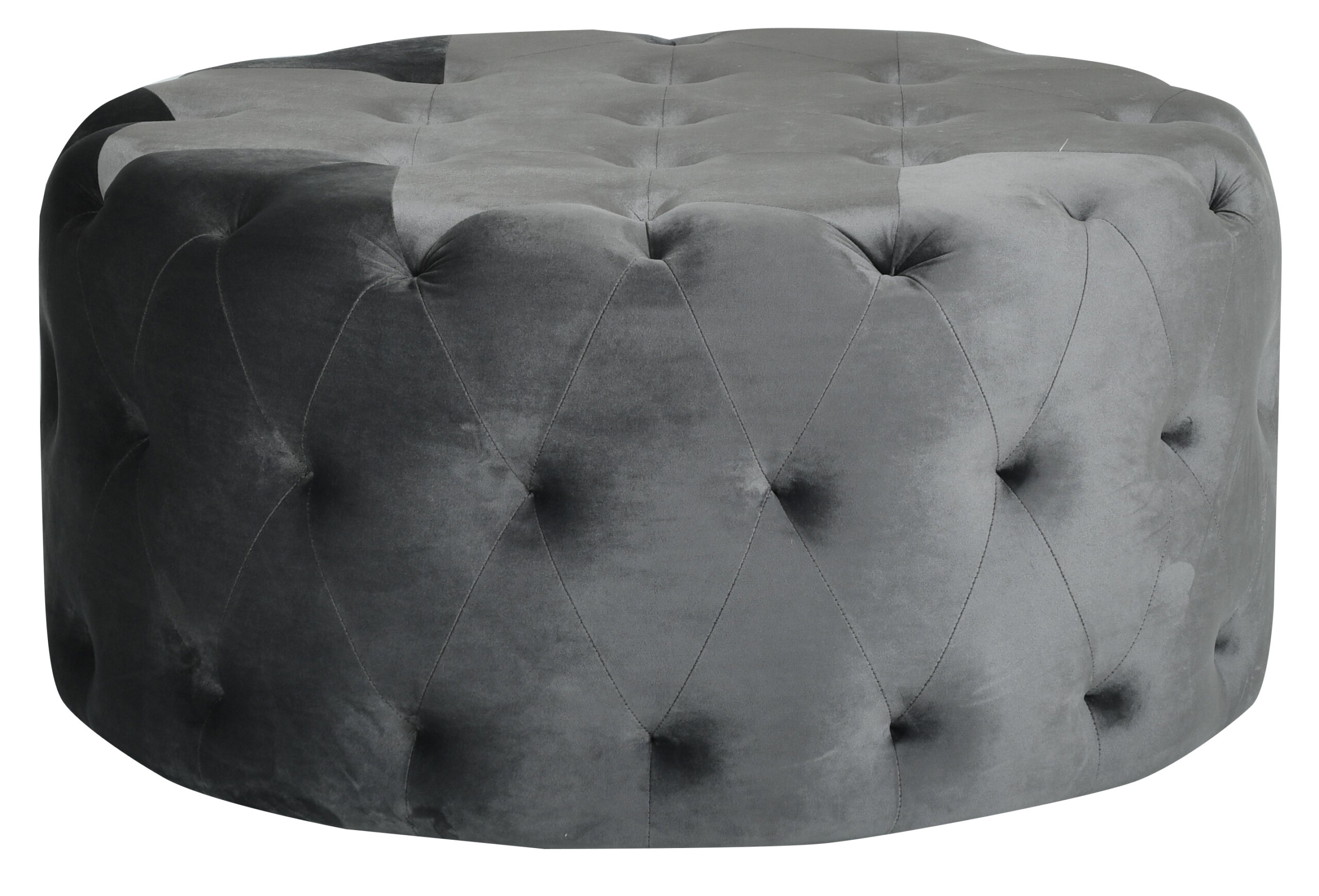 POUF ROUND GREY VELVET Malloupas & Papacostas