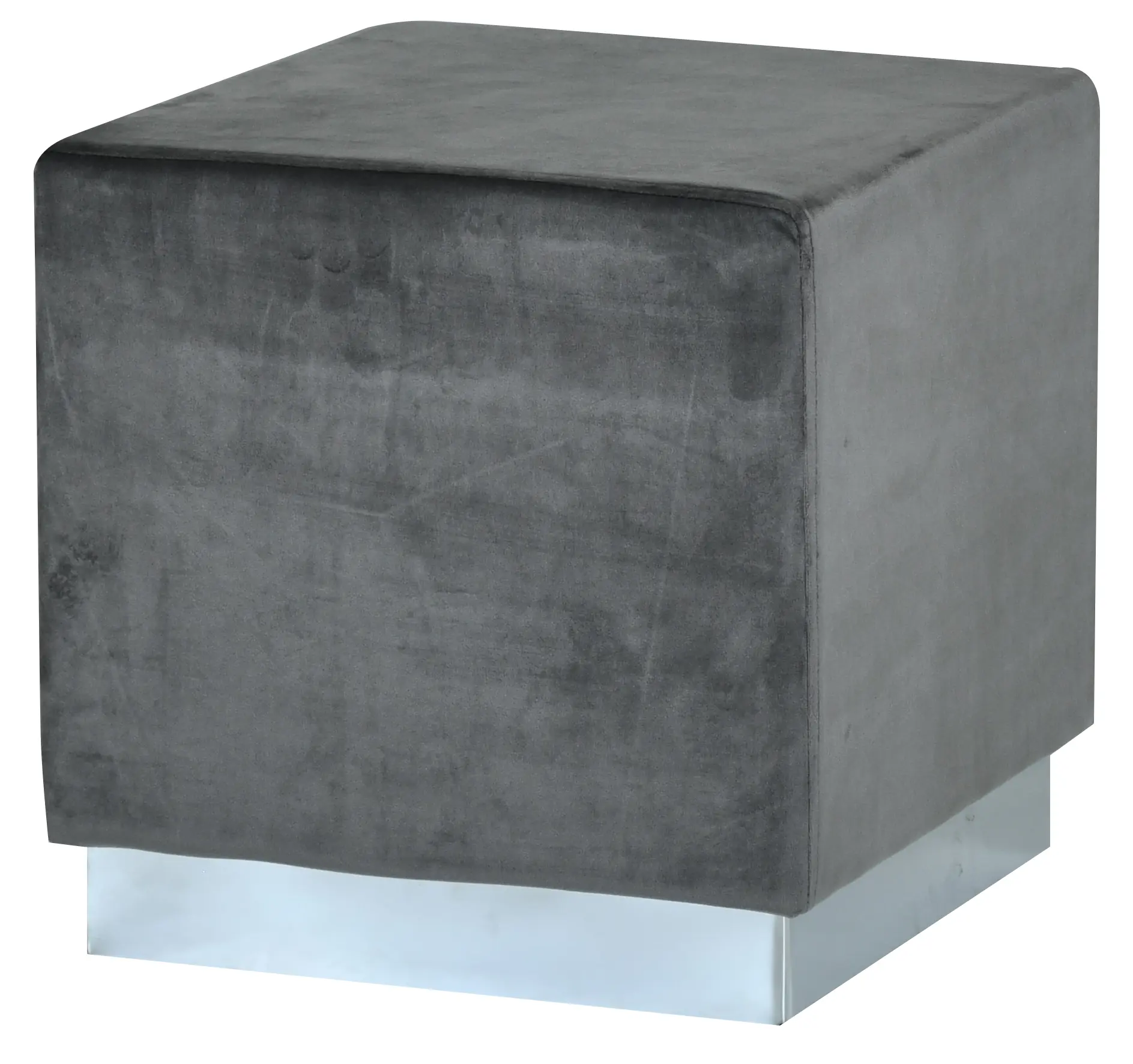 POUF SQUARE GREY VELVET-SLV BS