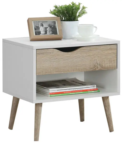NIGHT STAND WHITE-SONOMA OAK