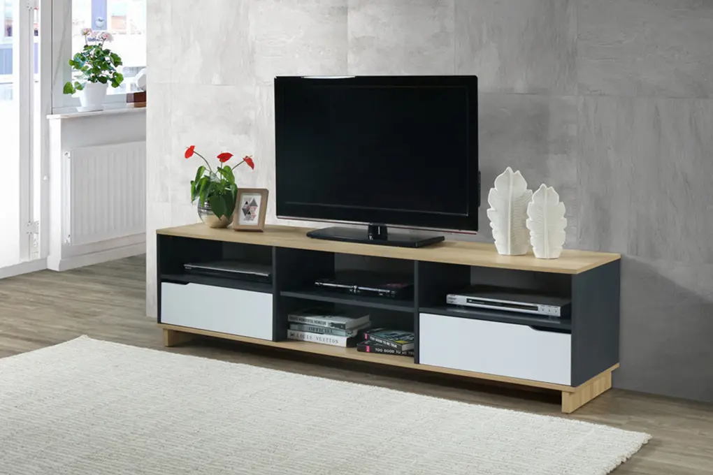 TV STAND L.OAK-WHITE-GREY - Image 2