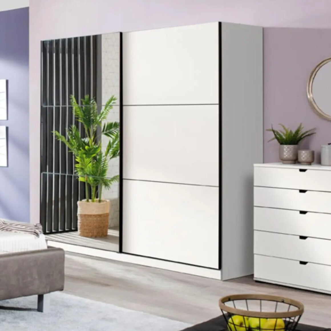 SIERRA White Wardrobe with Mirror