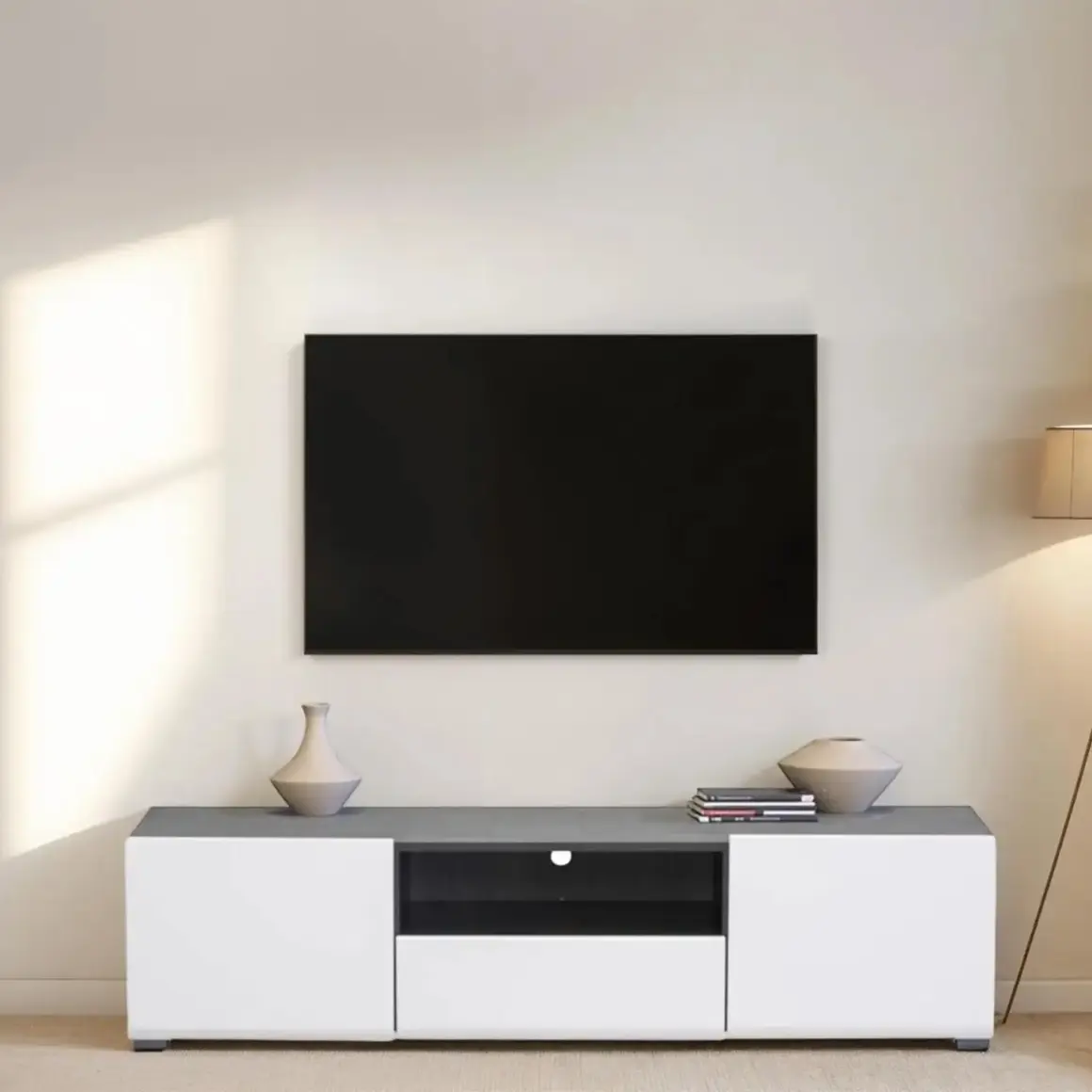 ENZO Black - High Gloss White TV Stand
