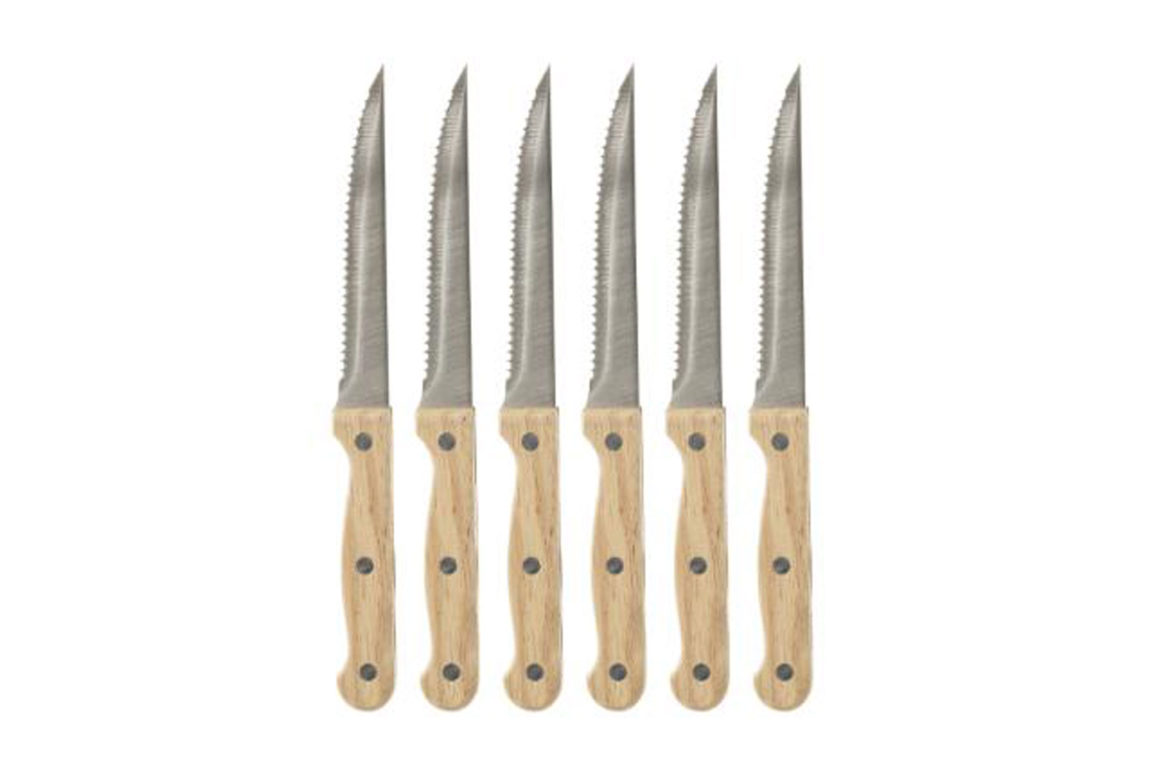 WOODEN STEAK KNIVES X6