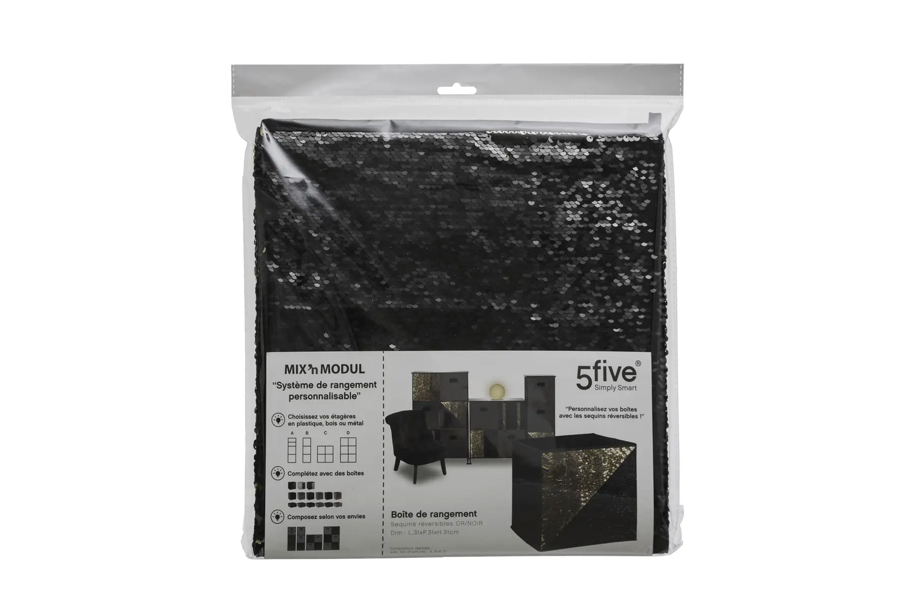 SEQUIN NON WOVEN BOX BLACK