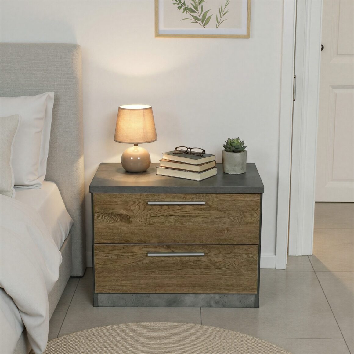 TEMPLA Cement Wood Effect Night Stand