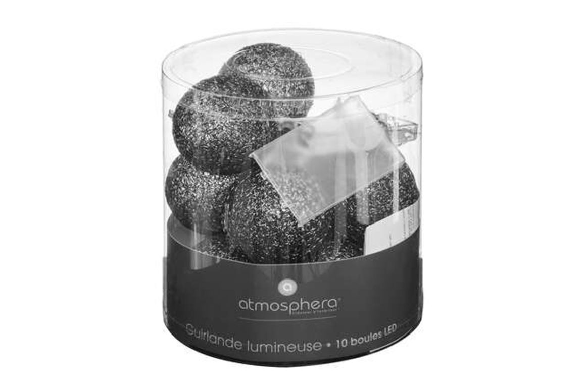 BLACK GLITTER LED 10 BALL LAMP