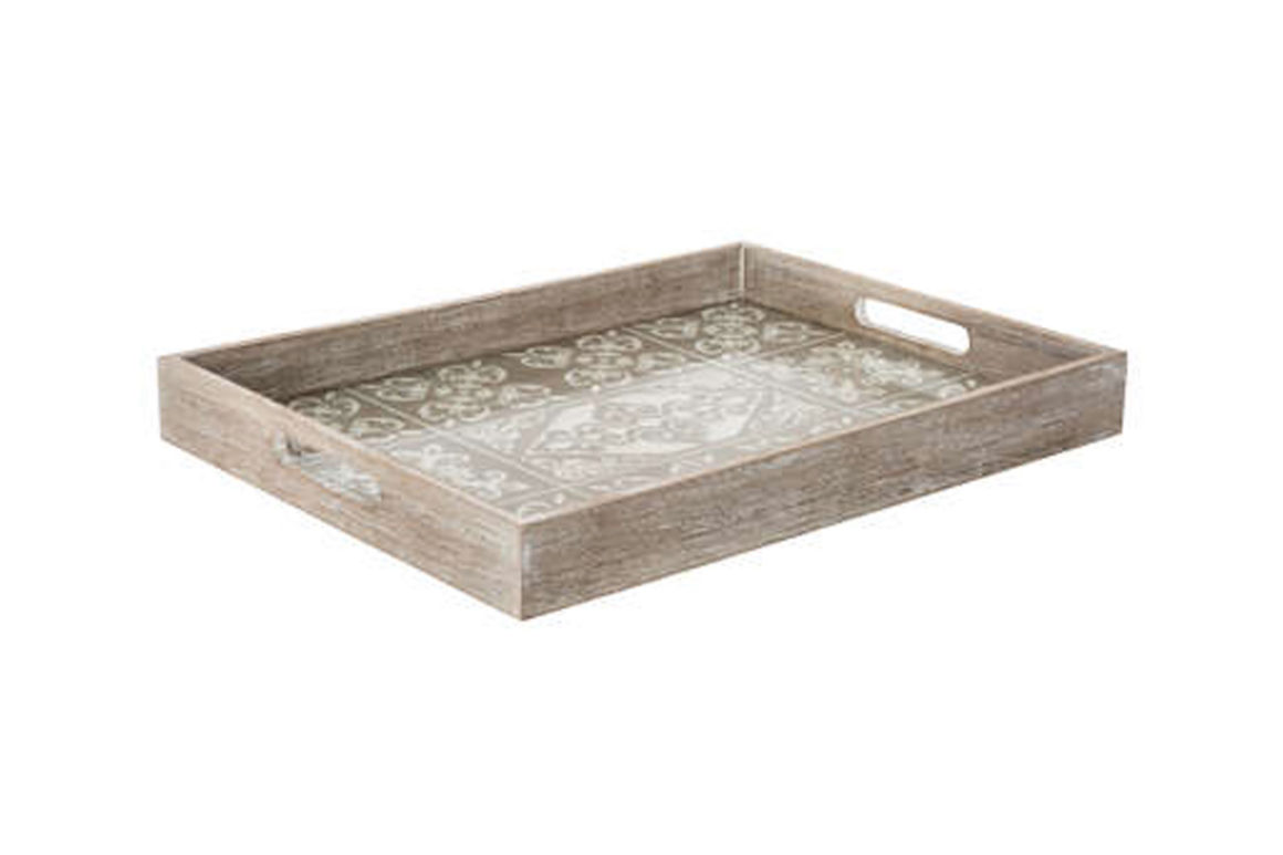 WOODEN TRAY WITH GLASS TOP
