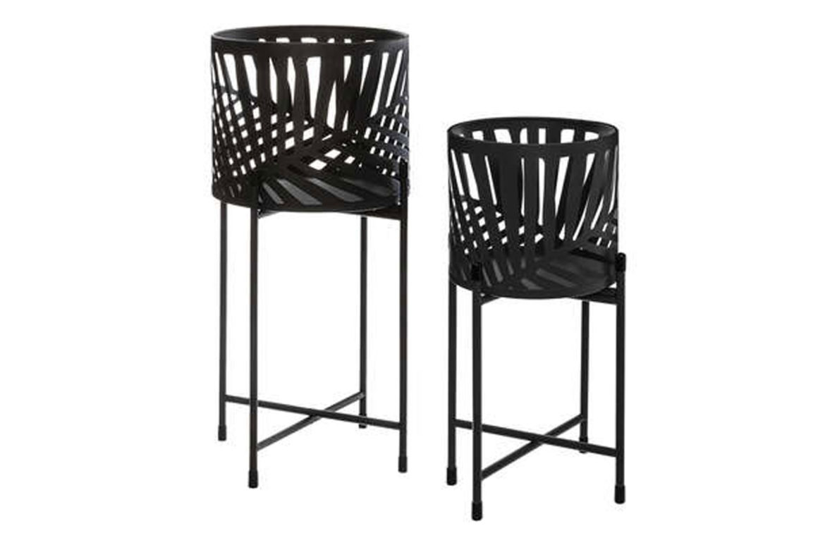 LEAF METAL POT STAND X2 BLACK