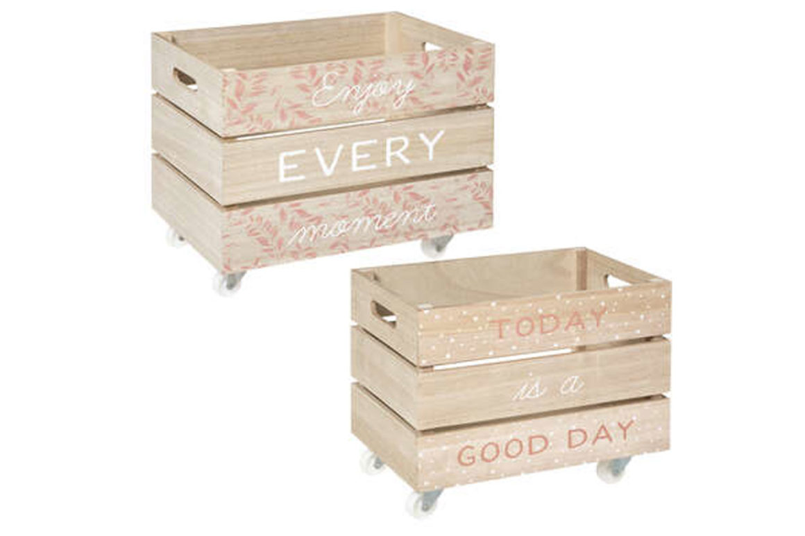 XL WOODEN STORAGE X2 PINK
