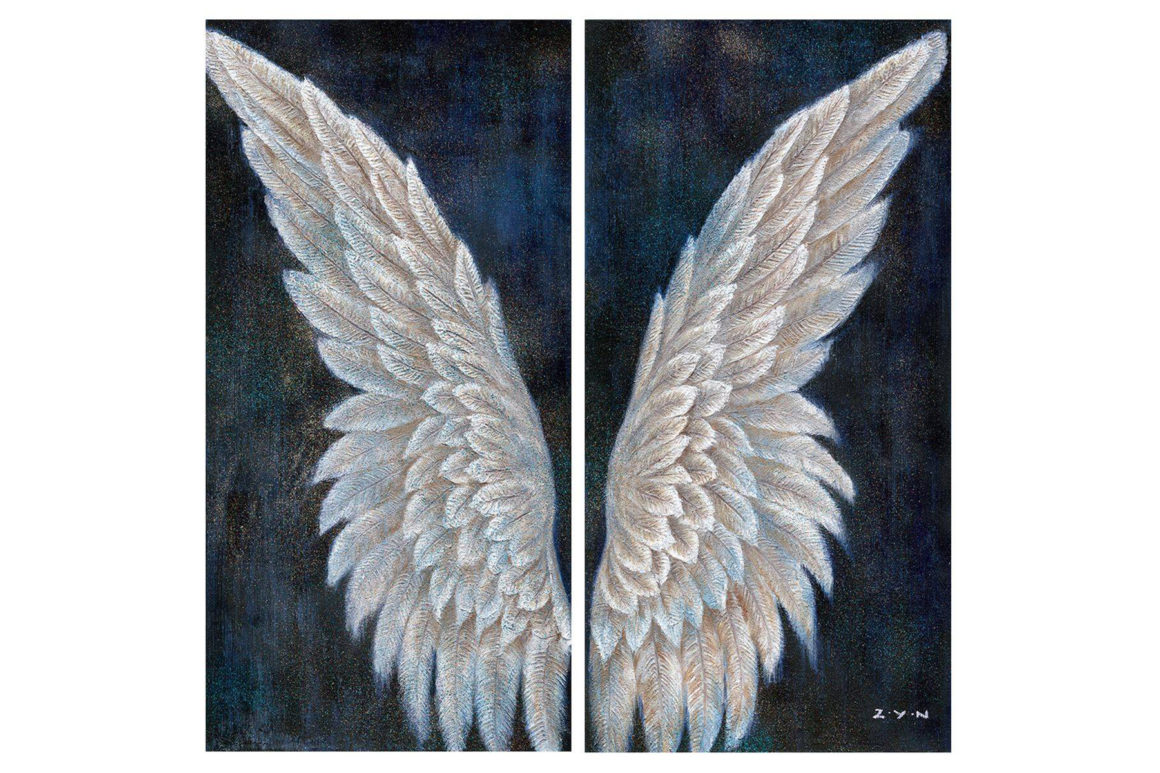 DOUBLE LEFT FLIGHT WING 2PCS 60X120 HANDMADE/FRAMED