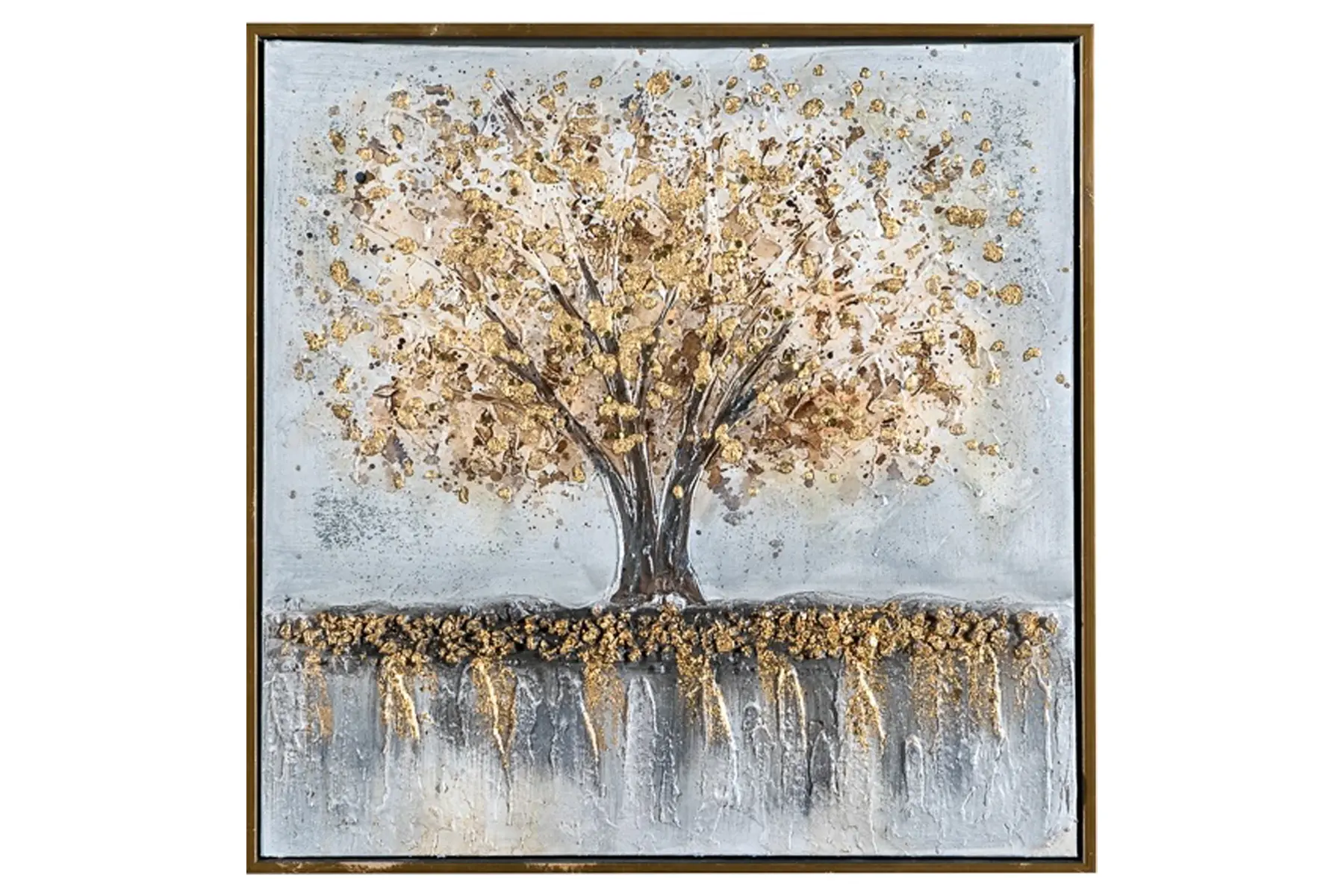 TREE IN THE HARD RAINING 80X80 HANDMADE/FRAMED