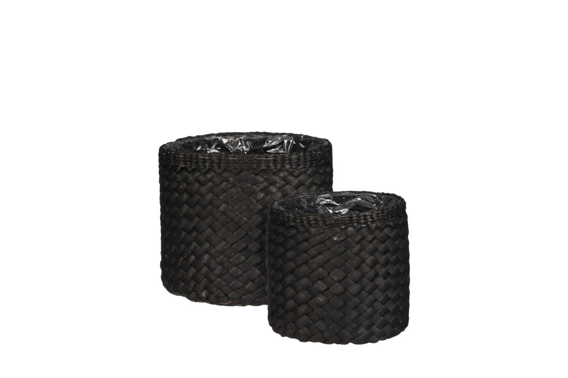ALBURY POT ROUND BLK SET OF 2