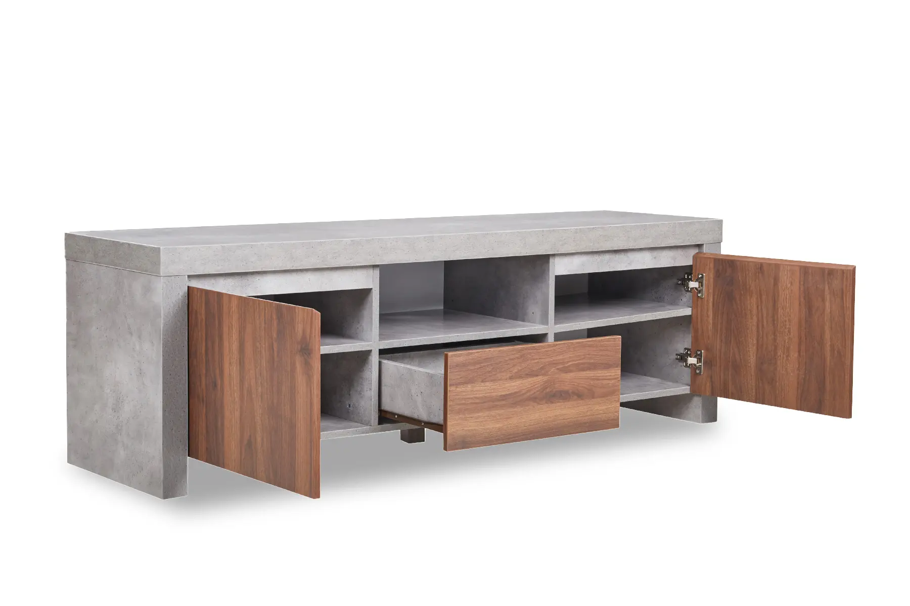 CHEEKIE Walnut & Cement Look TV Stand - Image 4