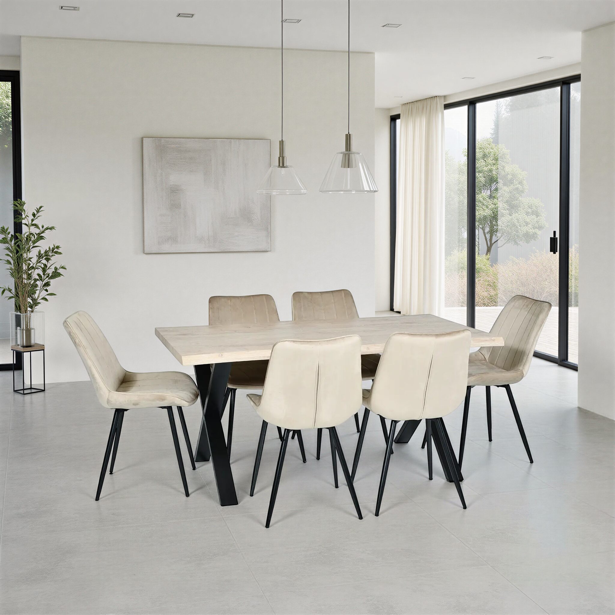 VIGO Oak Beige Wood Dining Set