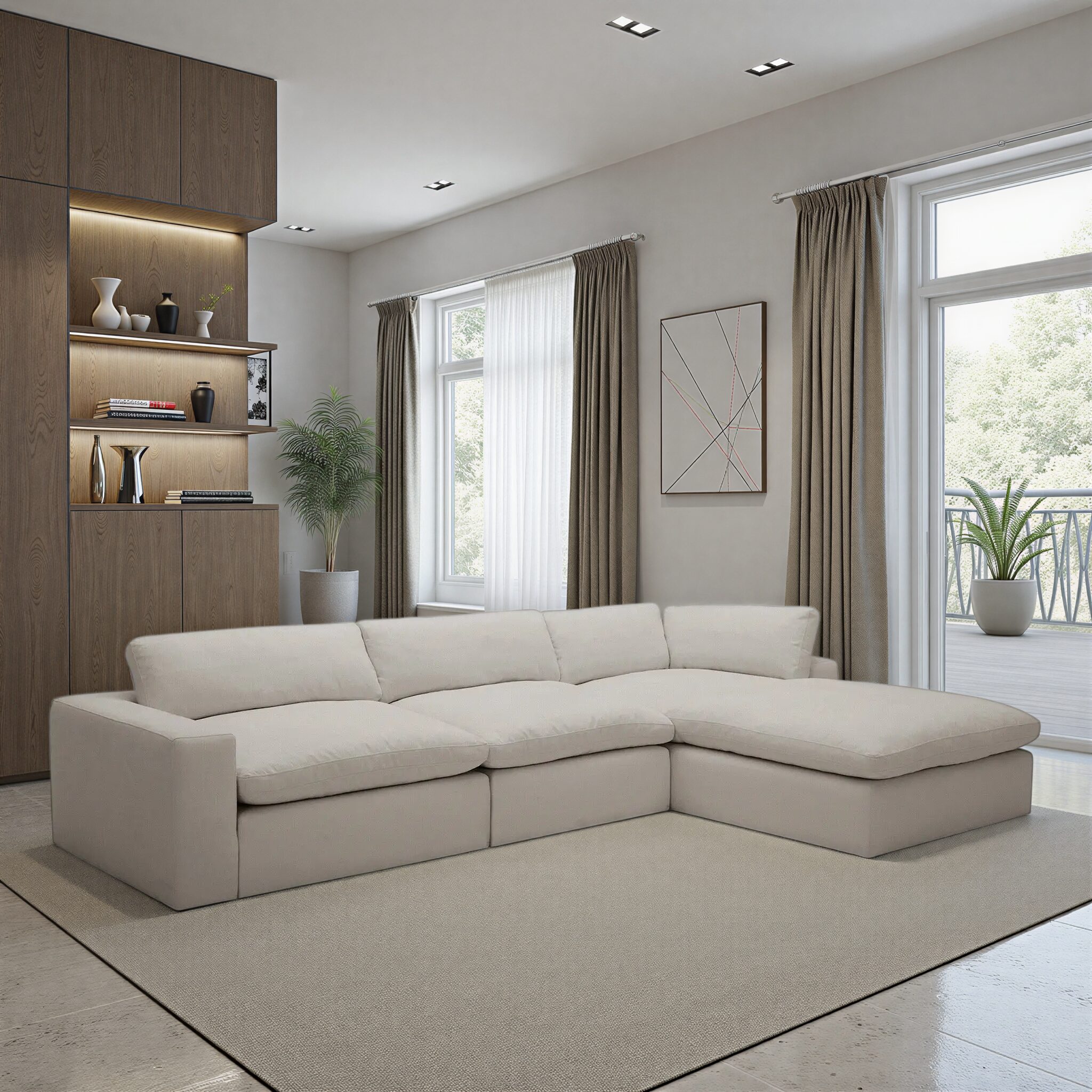 DELY Grey-Beige Corner Sofa
