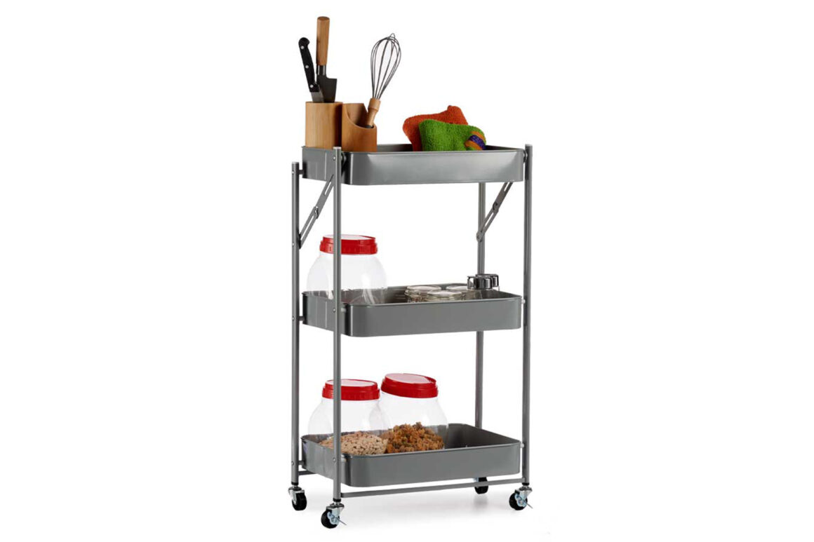 3 FOLDABLE GREY STORAGE CART