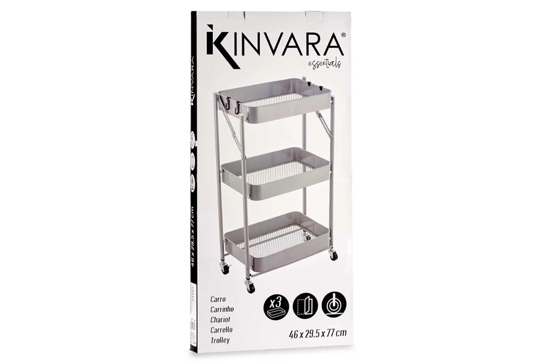 3 FOLDABLE GREY STORAGE CART