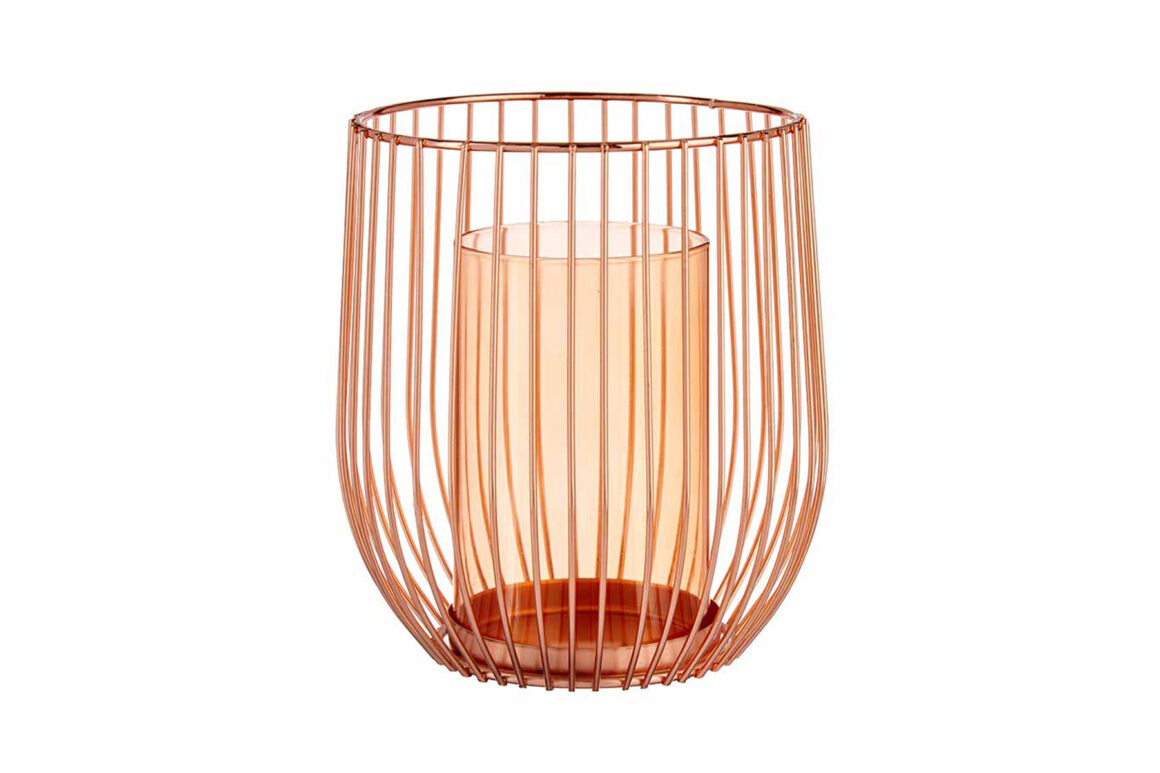 GLASS CANDLE BASE COPPR METAL