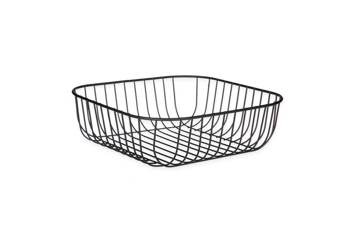 SQUARE FRUIT BOWL BLACK METAL