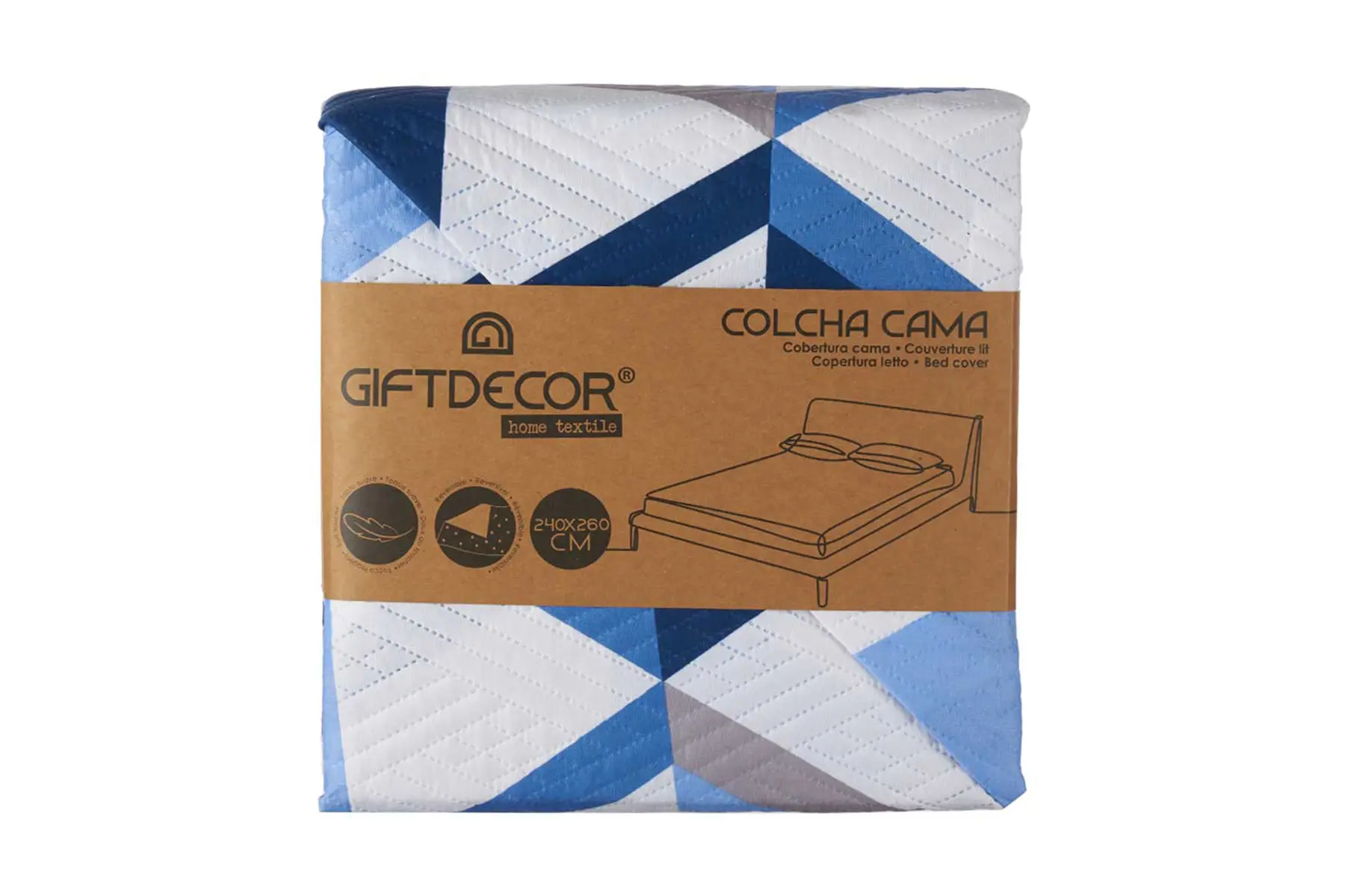 240X260 BLUE TRIANGL BEDSPREAD