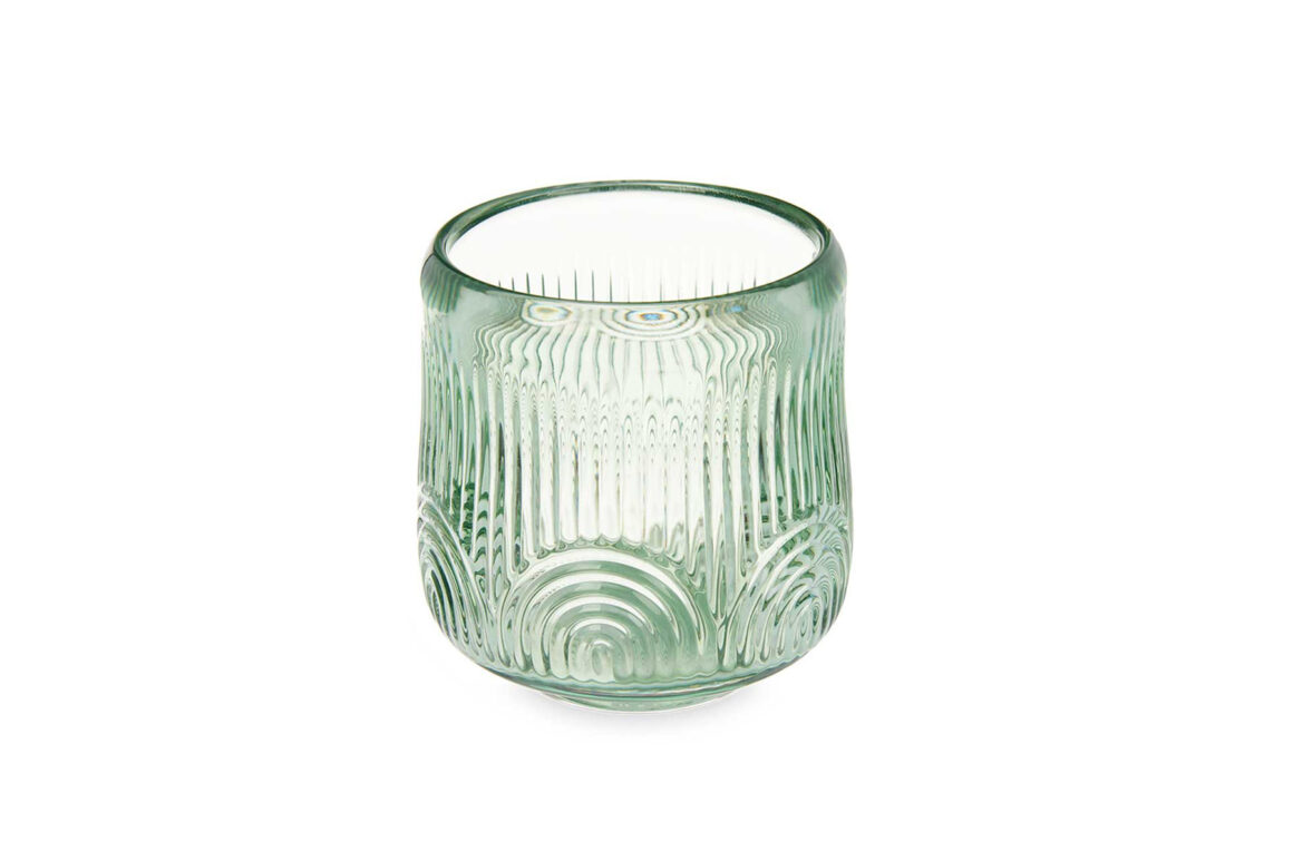 CANDLEHOLDER GREEN CRCL STRIPE