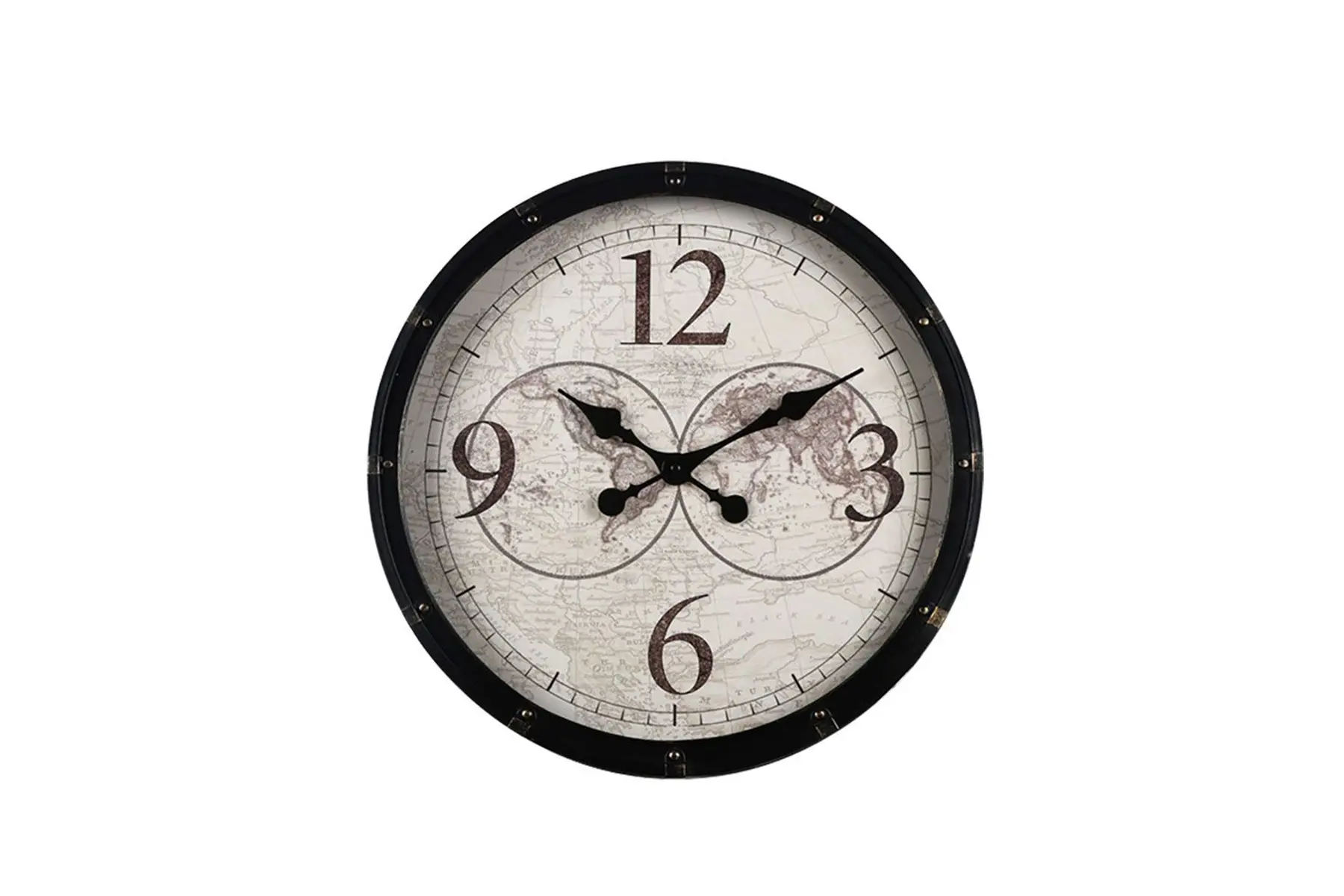 ATLAS WALL CLOCK METAL BL/BE