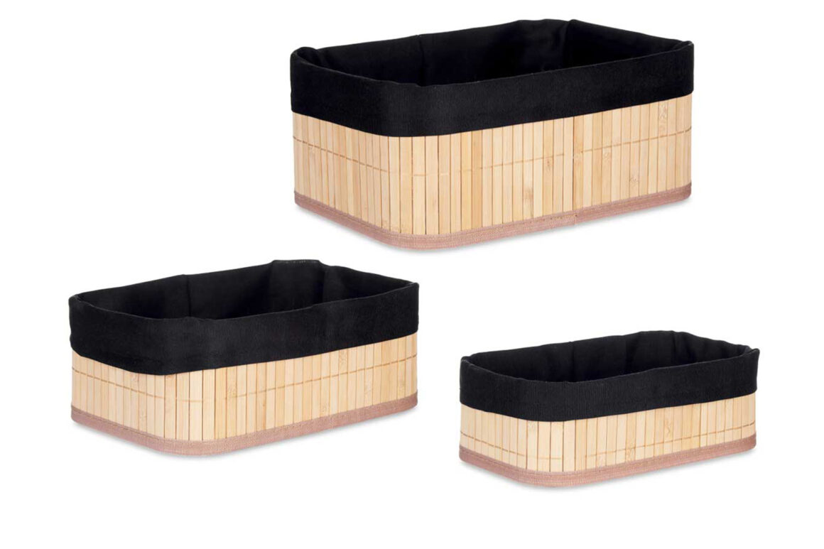 SET 3 BAMBOO RECT BLACK BAMBOO