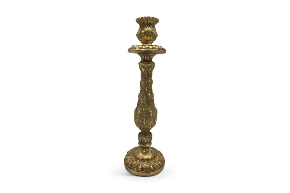 PEACOCK CANDLEHOLDER GOLD H33