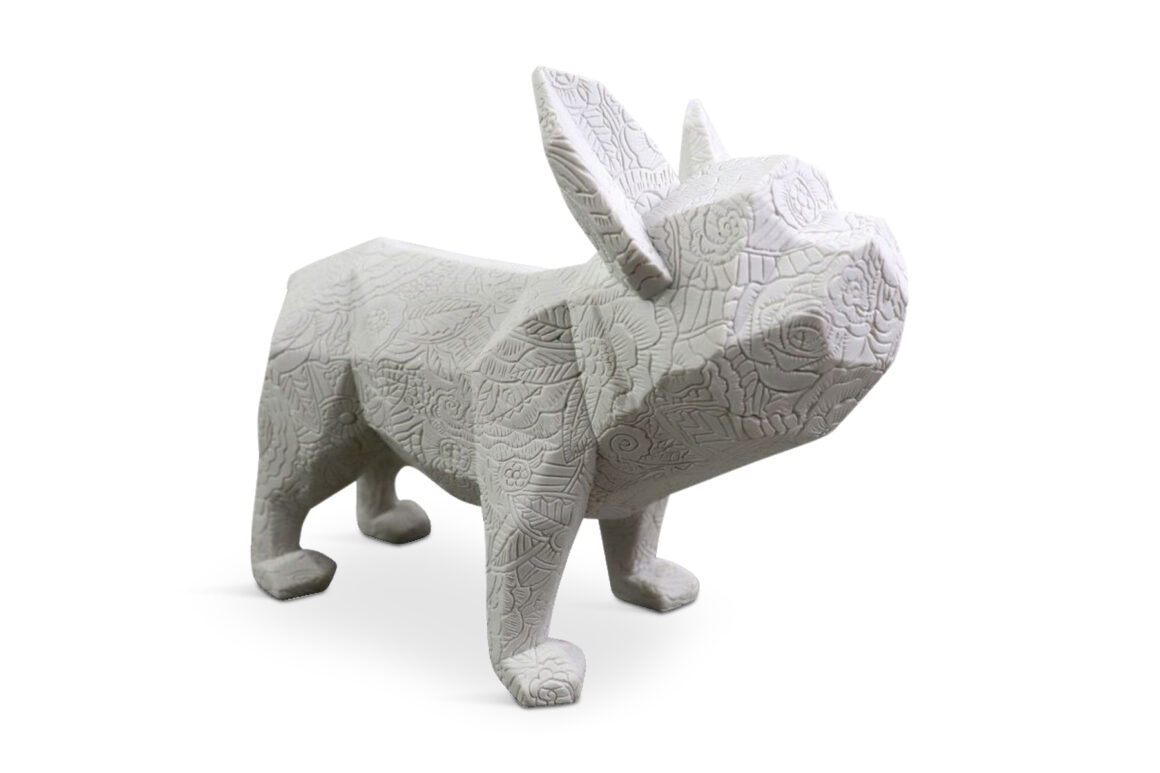 MONTY A DECO DOG POLYRESIN WHI