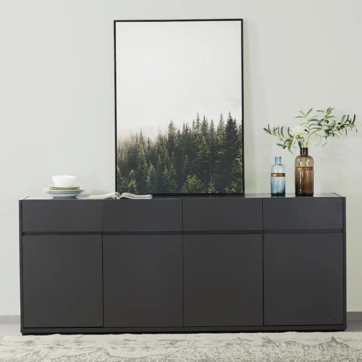 PEARLEX Dark Grey Wood Effect Buffet