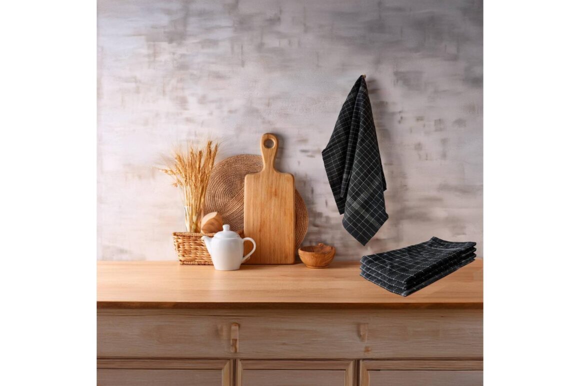 SOHO KITCHEN TOWELS BLACK 4 PI