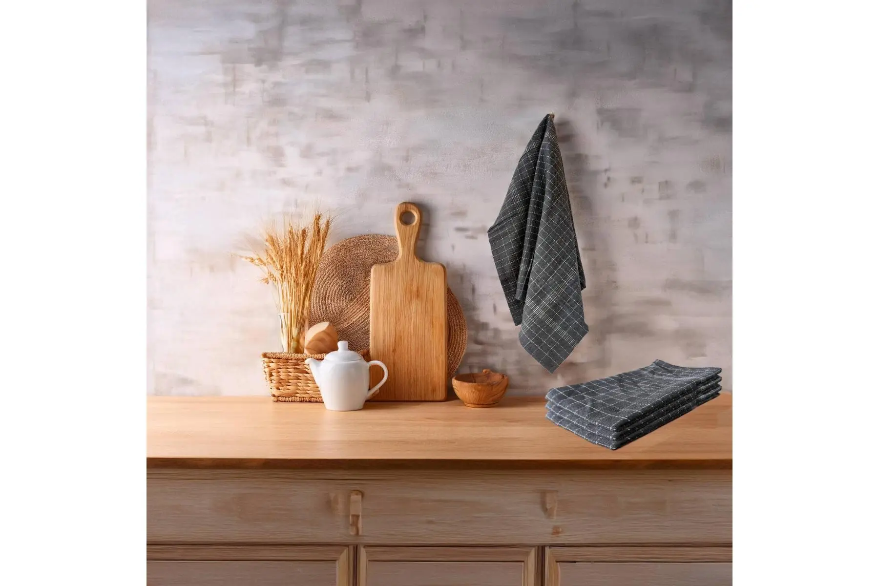 SOHO KITCHEN TOWELS GREY 4PCS