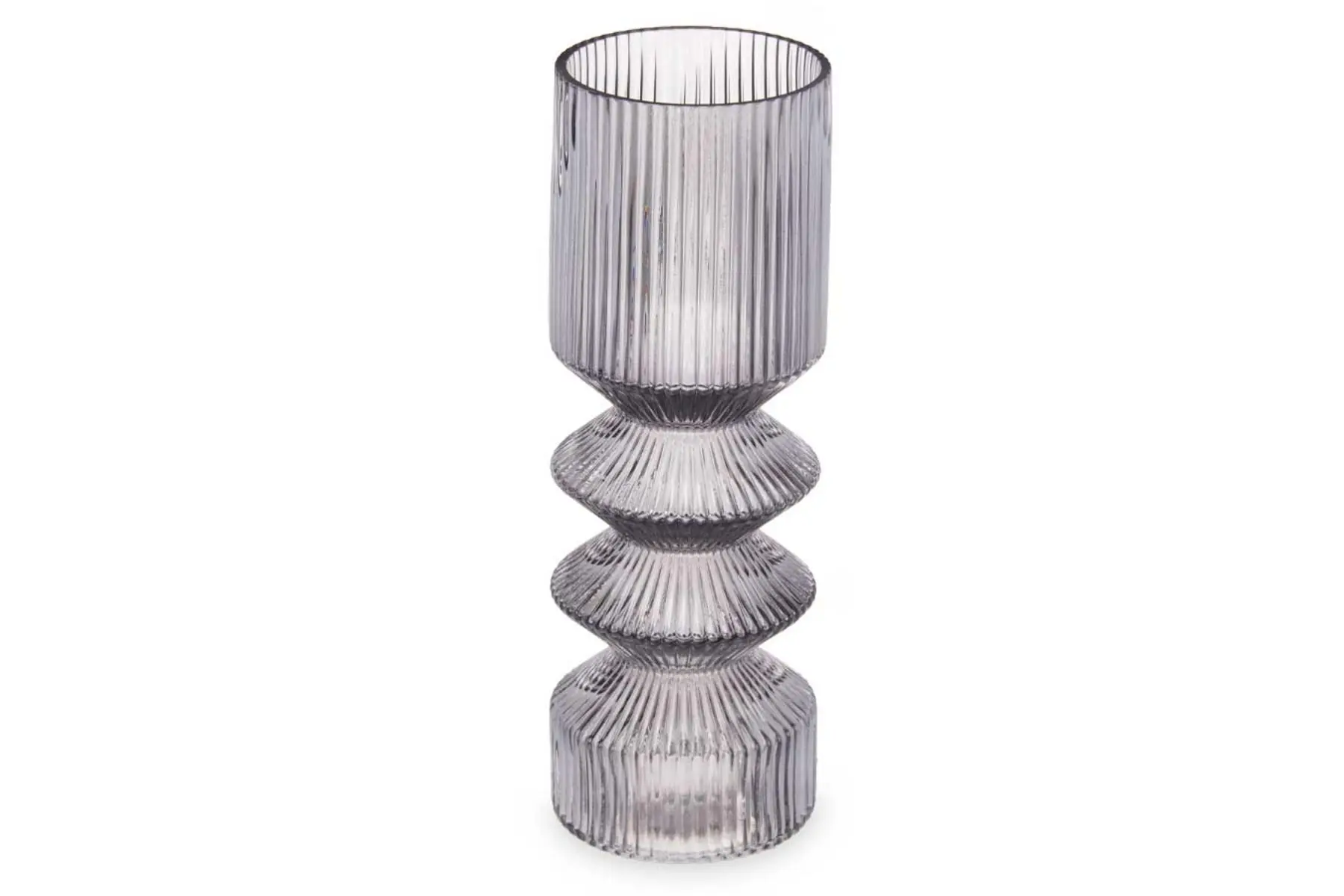 STRIPED VASE GREY HIGH