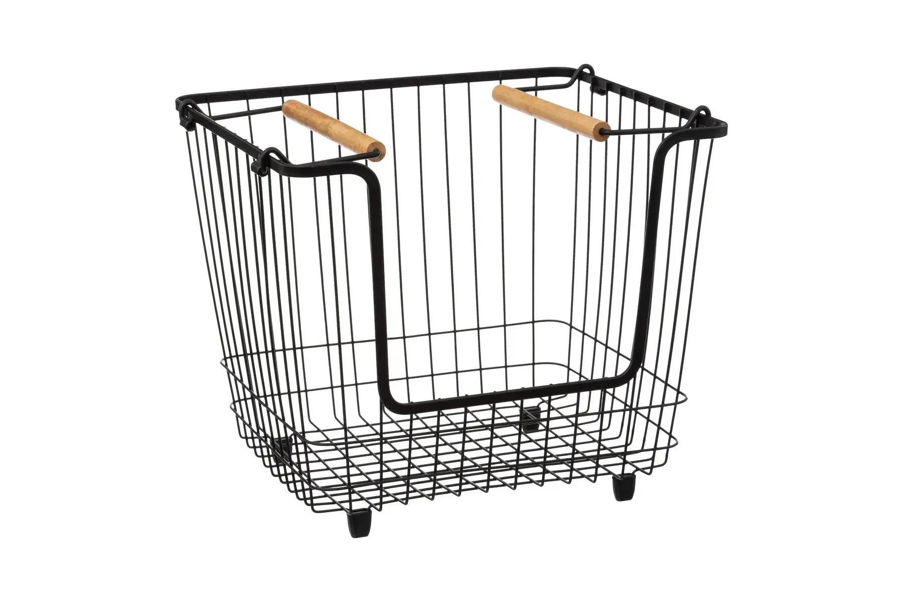 BLK MET STACK BASKET L