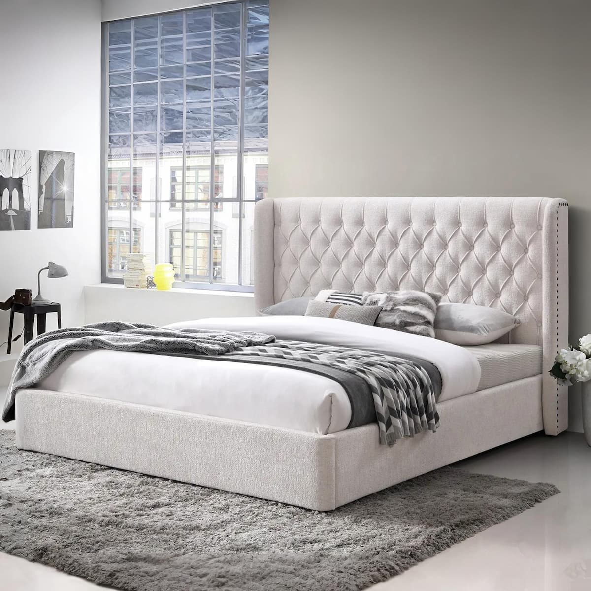 ONEIRO Fabric Bed Beige