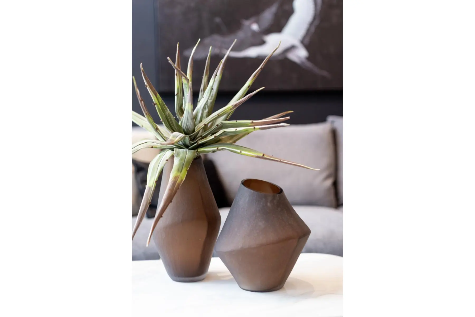 SAHARA GLASS VASE BEIGE D23xH2