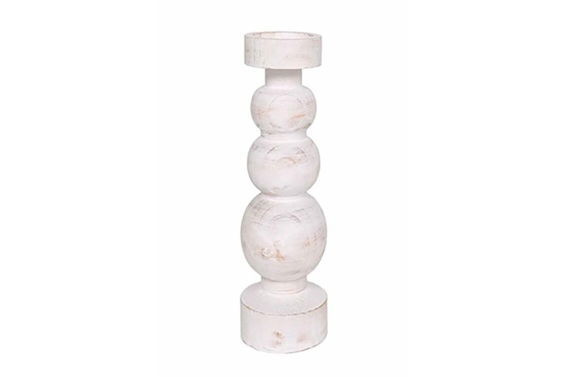 PIERRE CANDLE HOLDER NTRL WHT