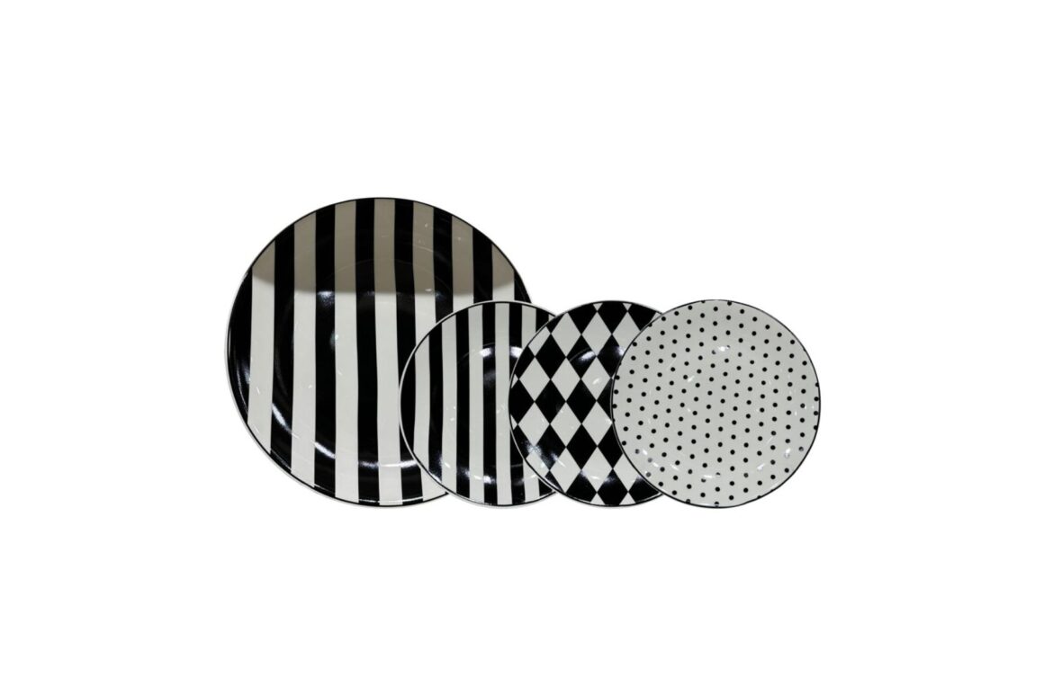 JOLIE PLATE SET7 WHT BLK