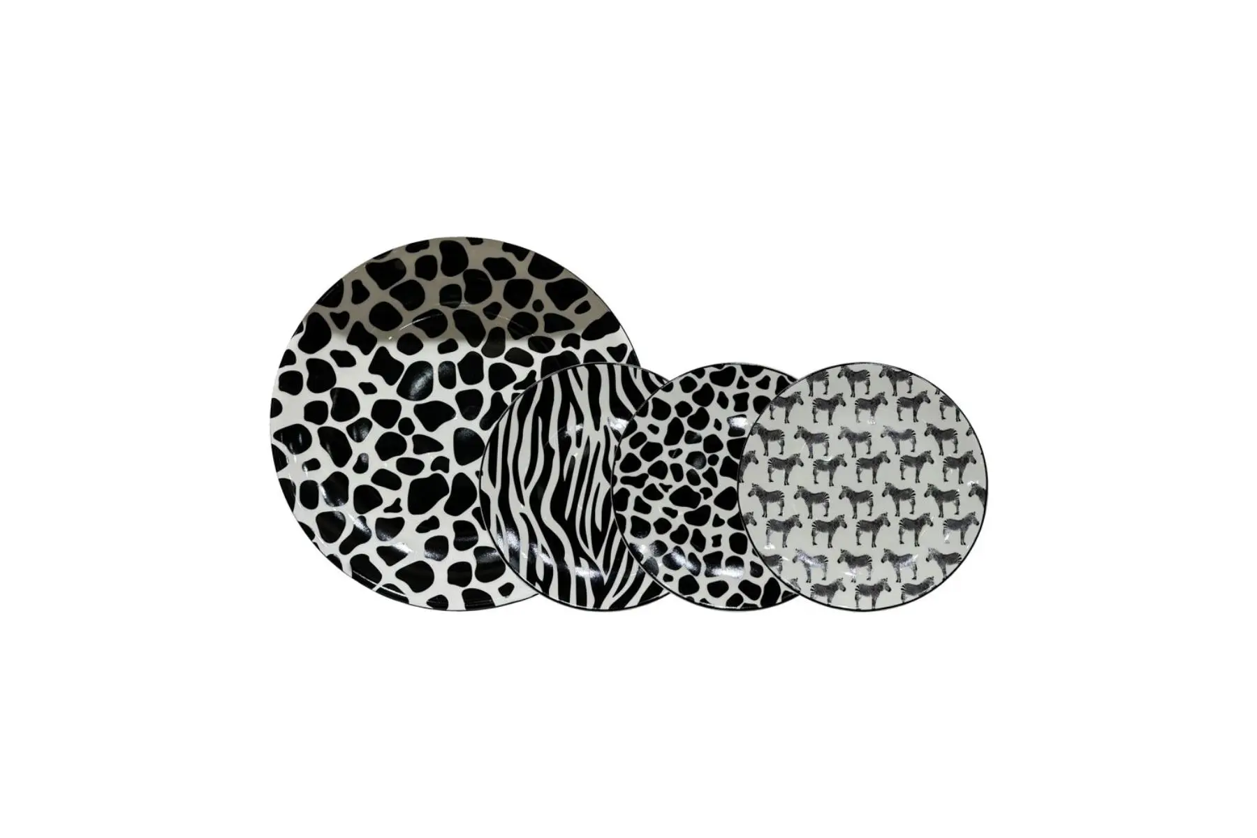 SAFARI PLATE SET7 WHT BLK