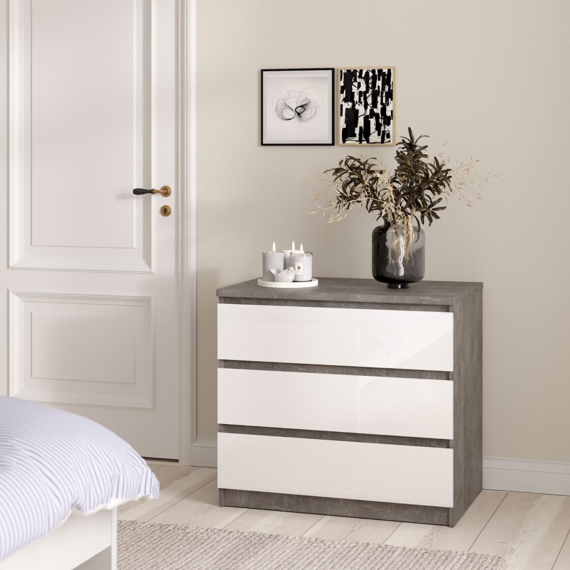 NAIA Concrete Wood Effect Chest of Drawers