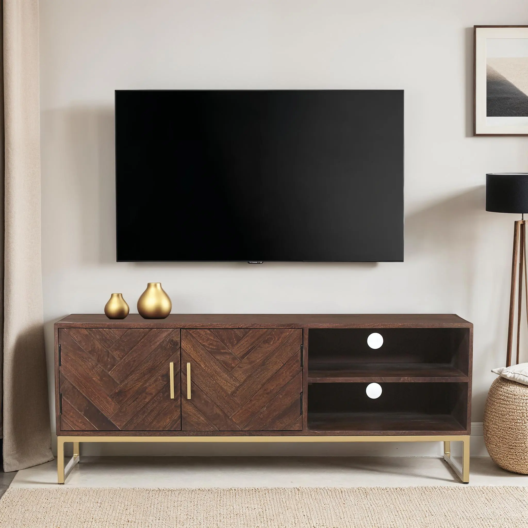INDY Walnut Finish TV Stand