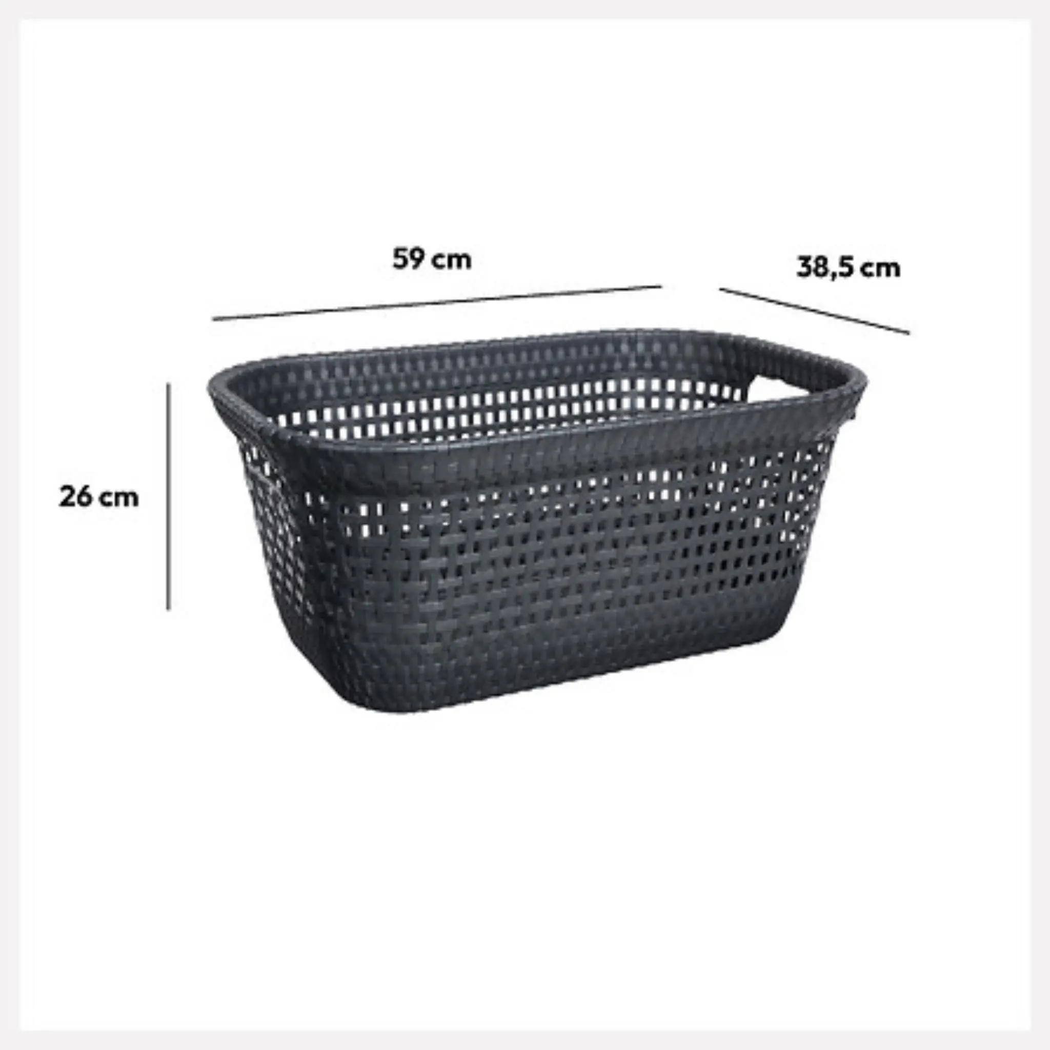 LAUNDRY BASKET 45L RATTAN GREY