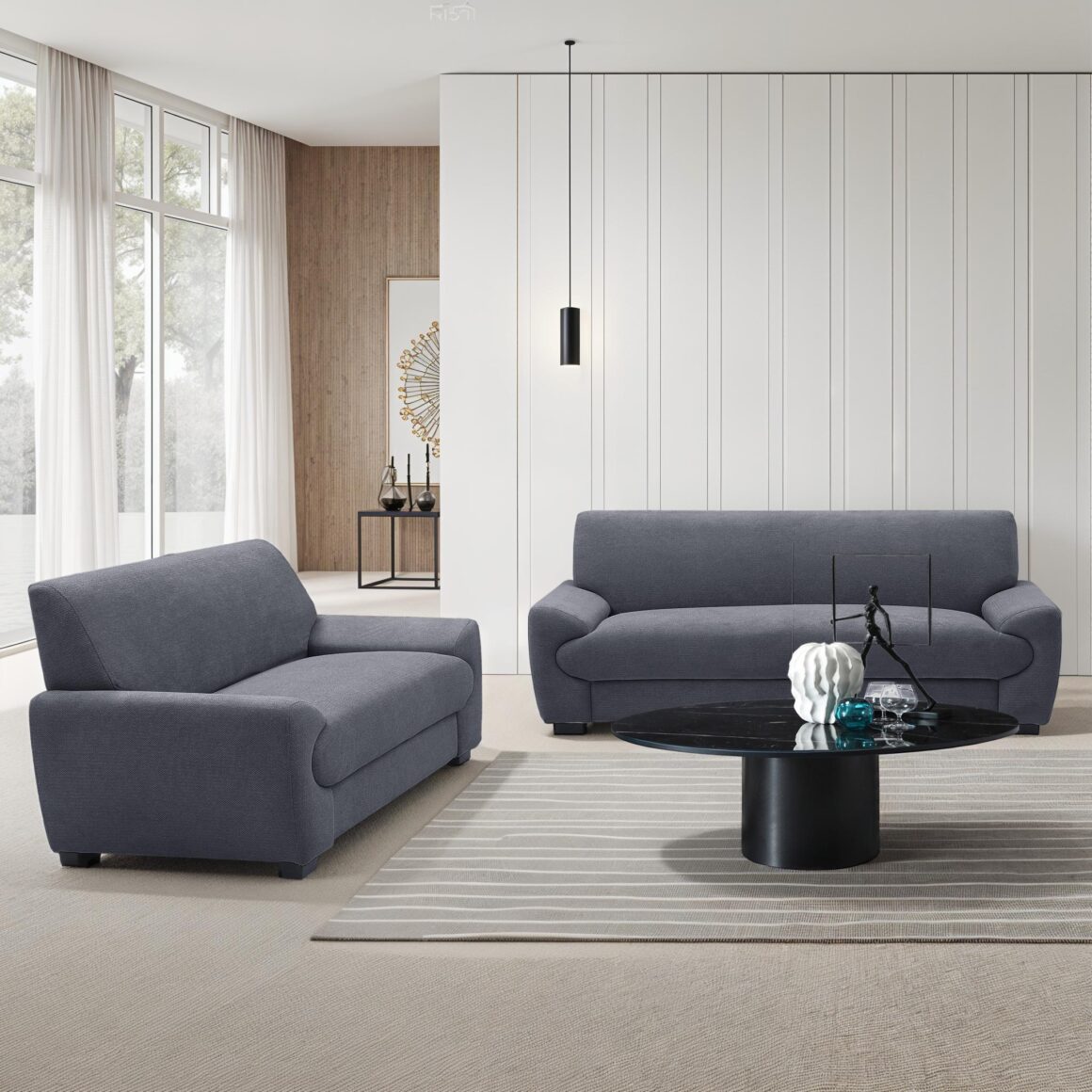 MELINA Grey Fabric Sofa Set
