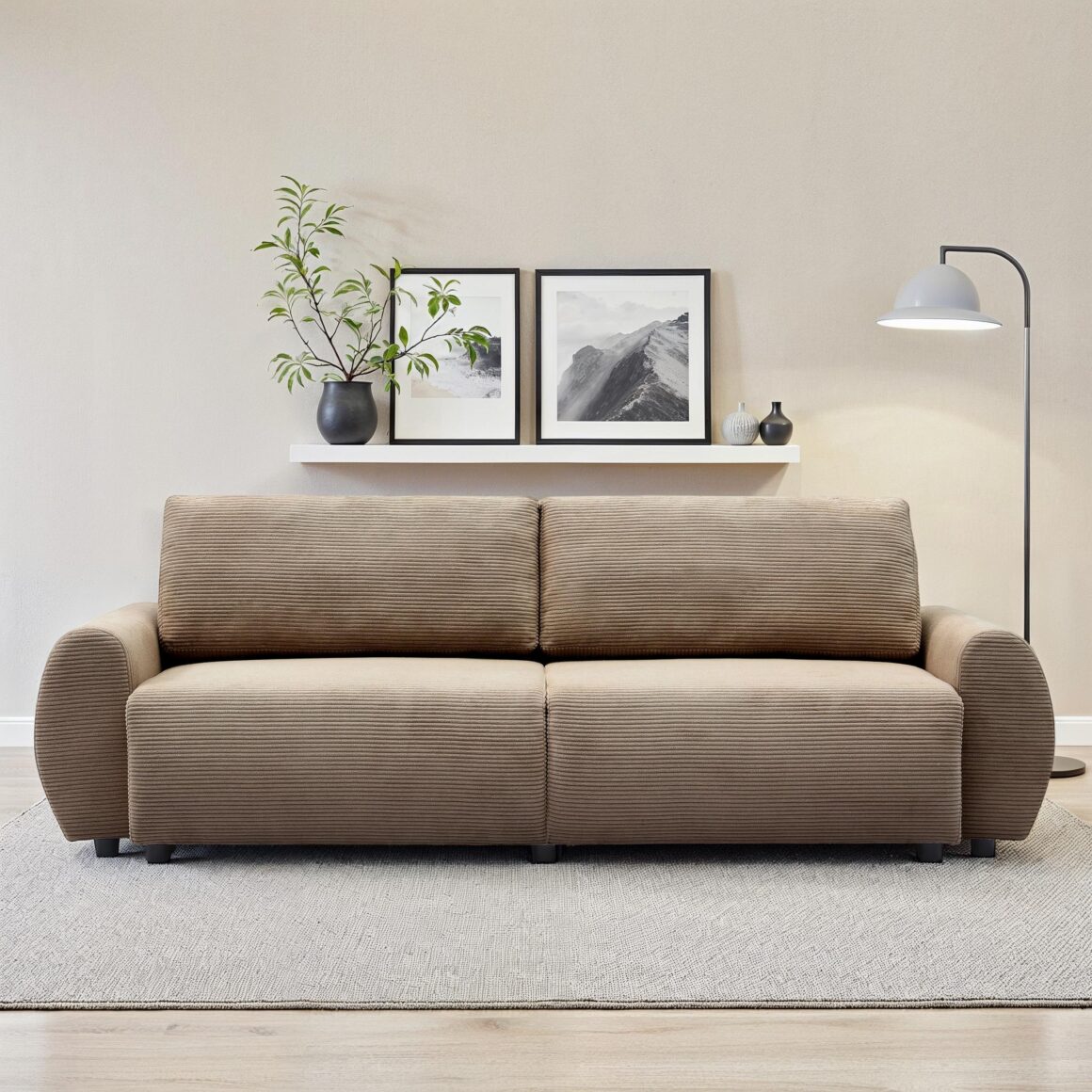 NEREA Brown Fabric Sofa Bed