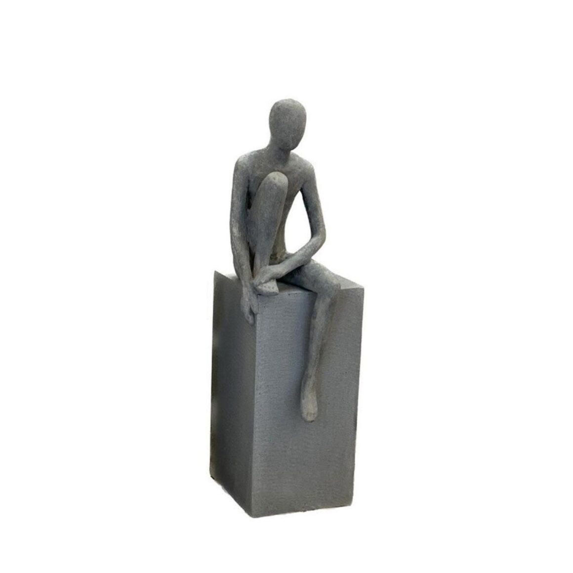SITTING MAN DECO FIGURE GRY