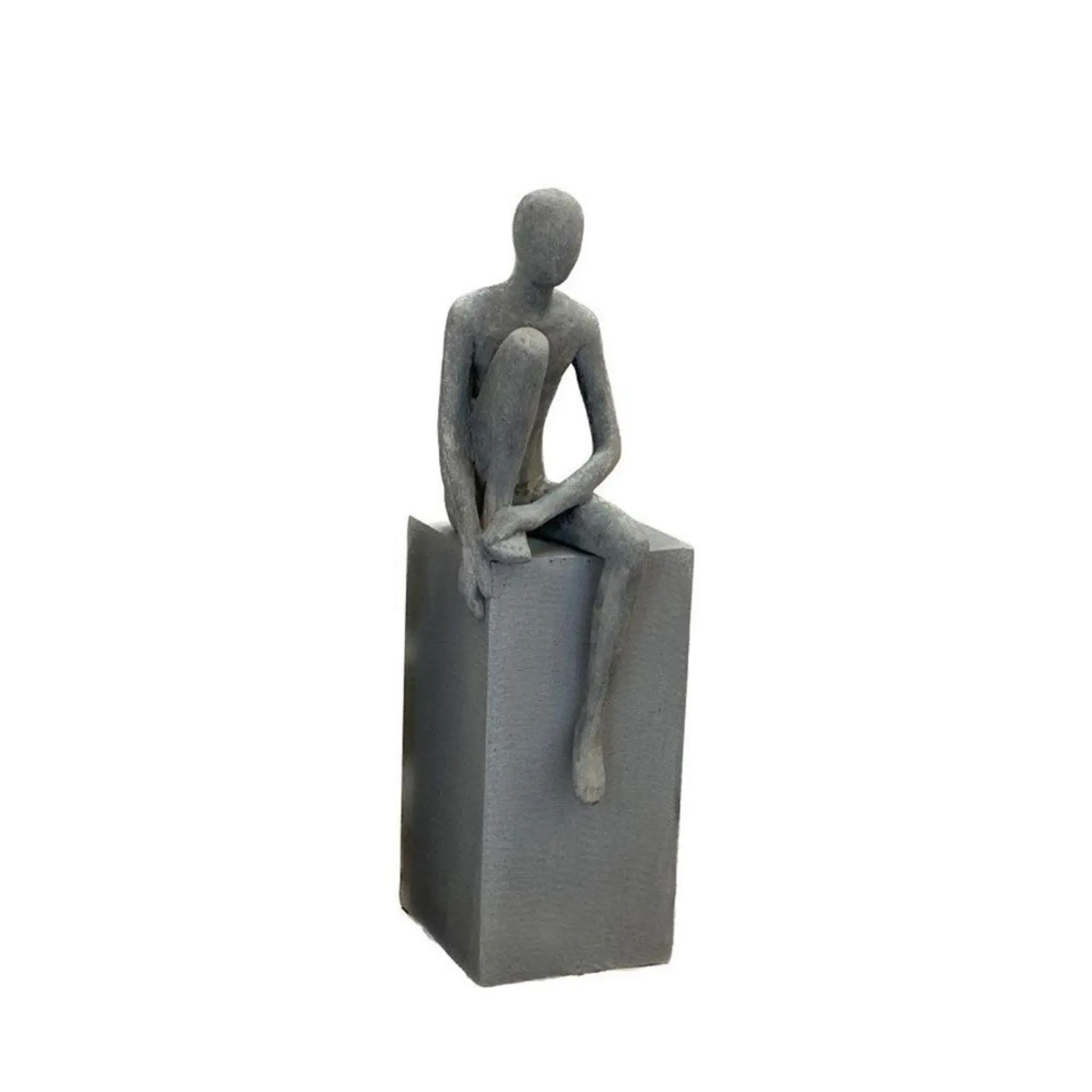 SITTING MAN DECO FIGURE GRY