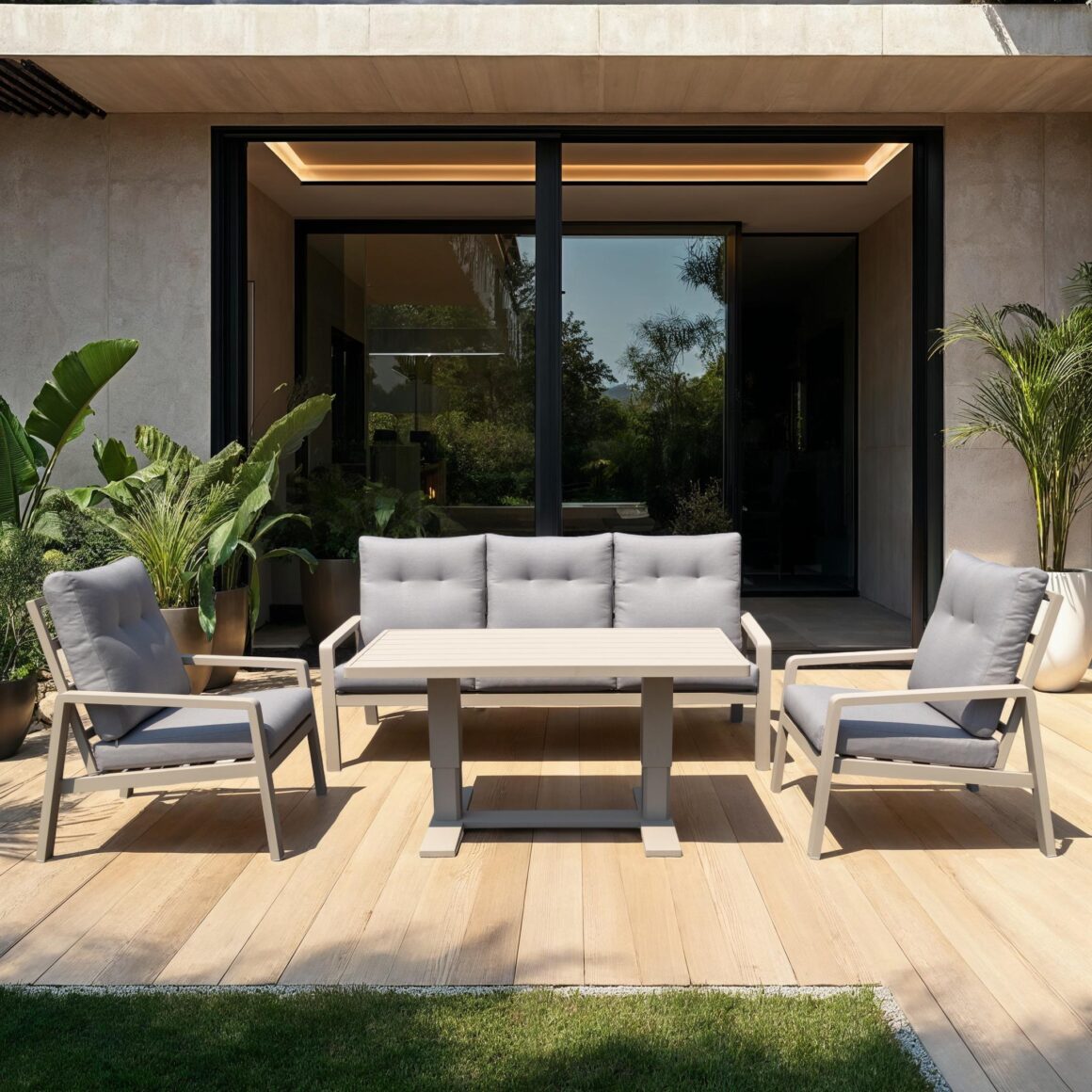 RENALO Moca Fabric Dining Set